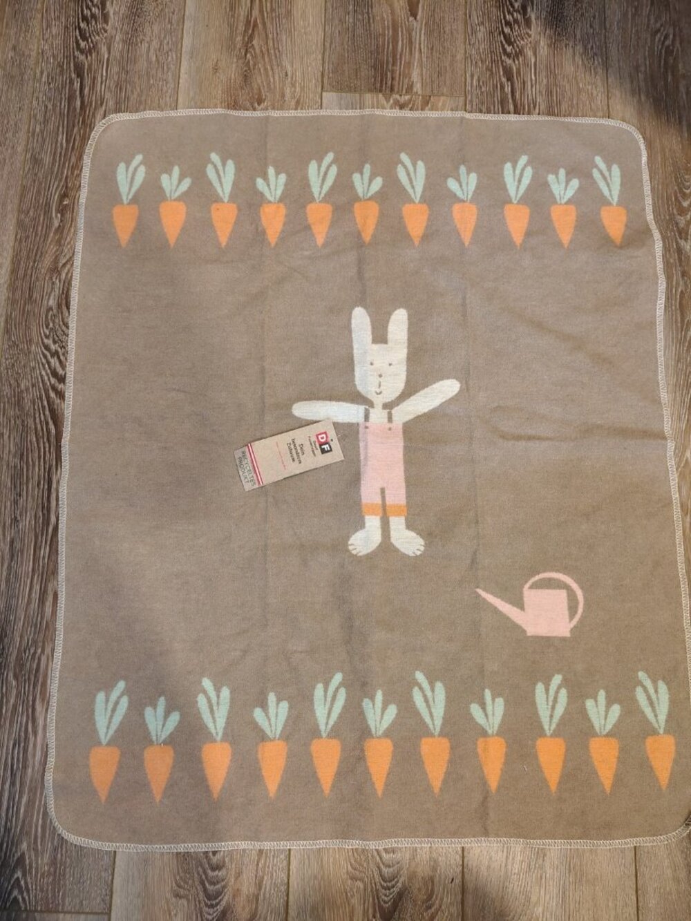 NWT David Fussenegger Baby Blanket Throw Bunny Spring Garden Austria Reversible